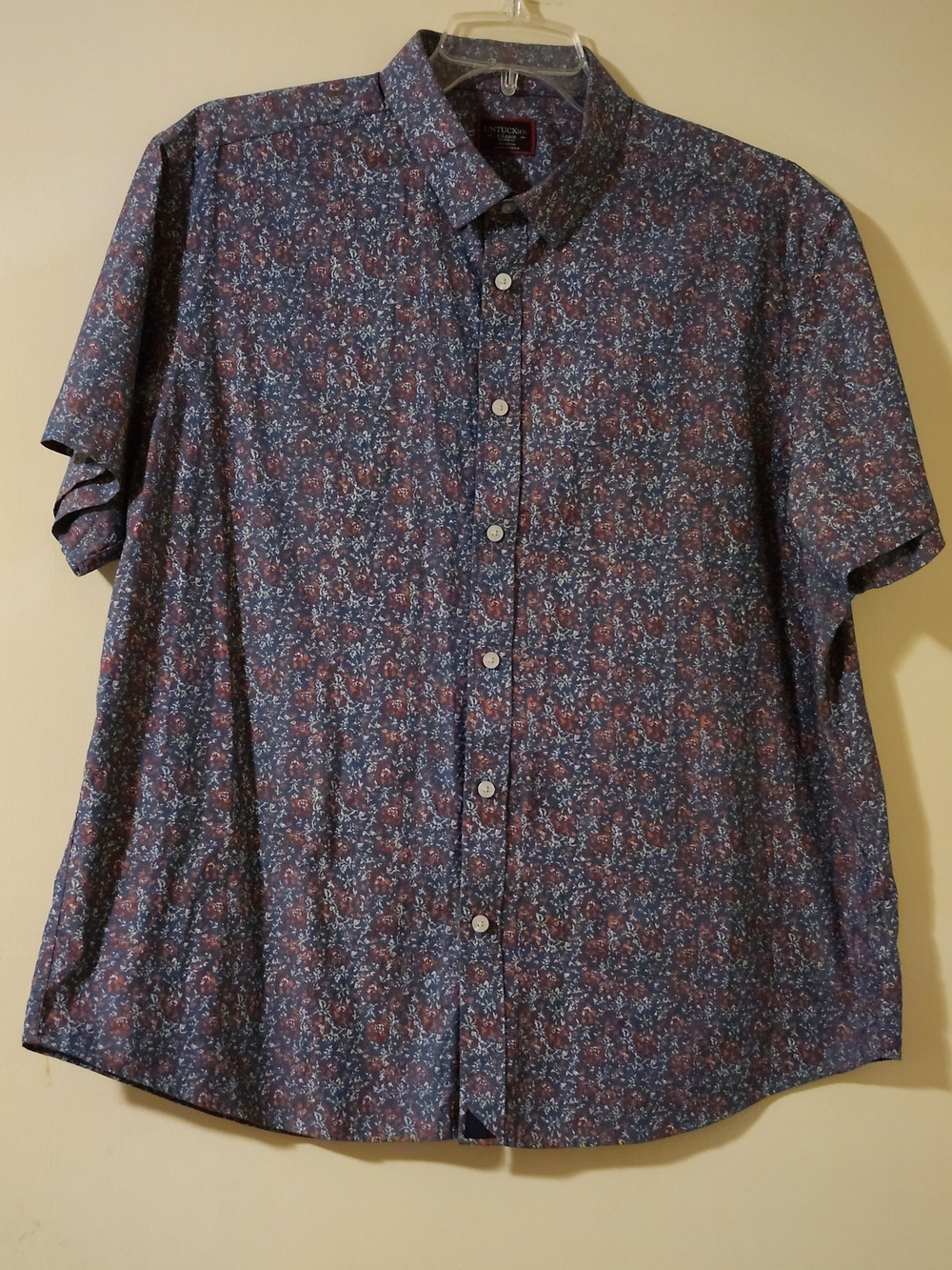 UNTUCKit Short-Sleeve Preppy Floral Button-Down Shirt - Blue & Red Floral